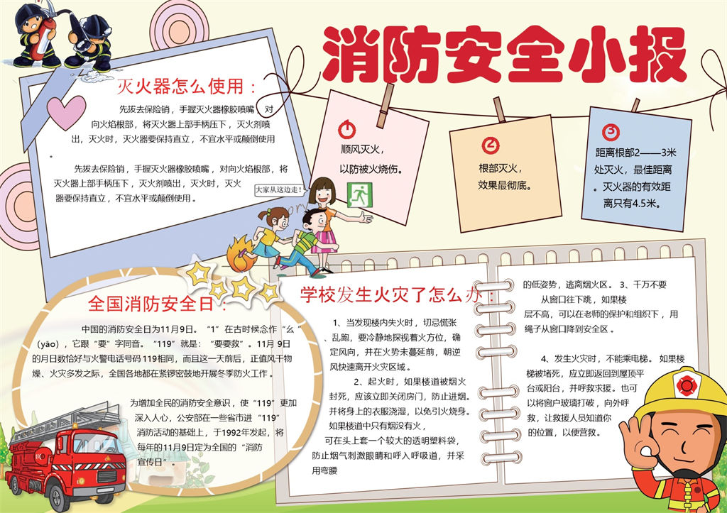 消防预防安全手抄报Word模板-办公资源网