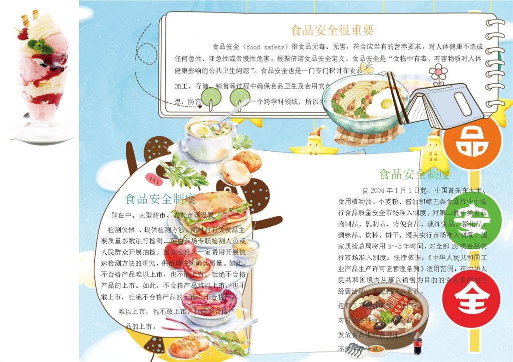 卡通食品安全教育宣传手抄报Word模板-办公资源网