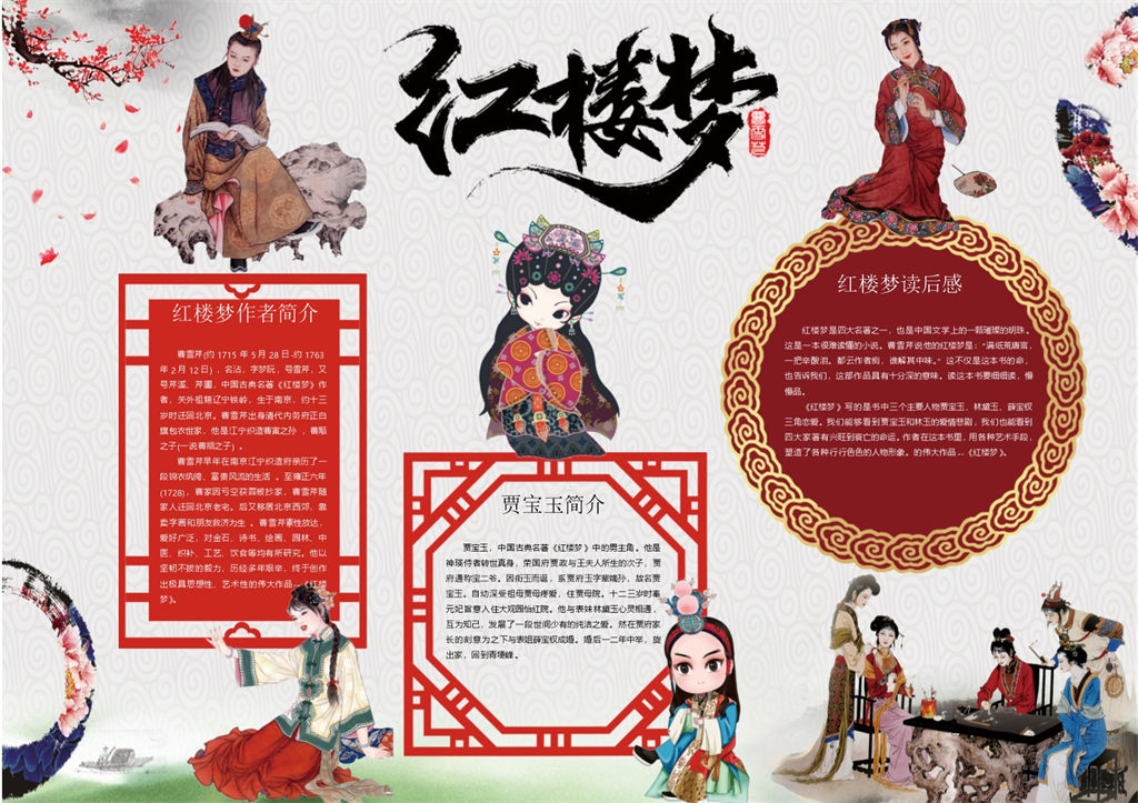 红楼梦手抄报Word模板-办公资源网