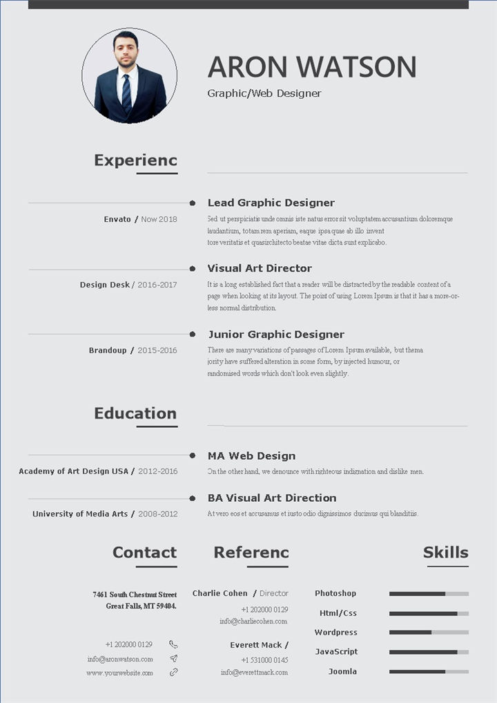 平面设计师网页设计师通用求职简历个人简历Word模板-办公资源网