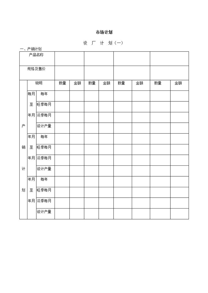 市场计划之产销计划word模板-办公资源网