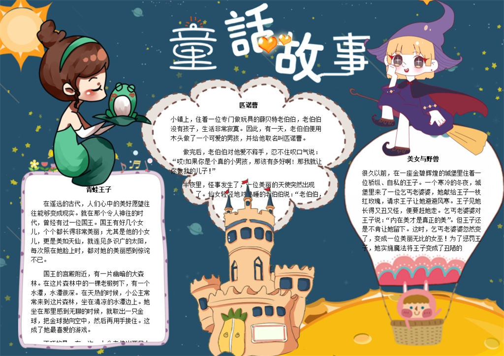 儿童童话故事教育宣传手抄报Word模板-办公资源网