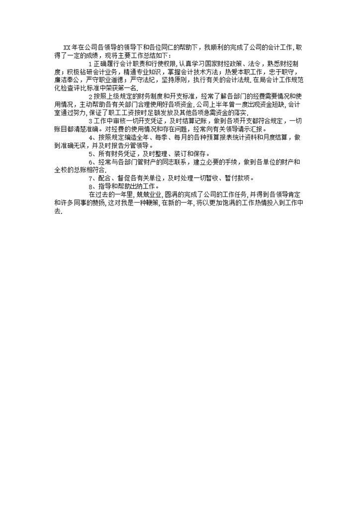 公司会计行业个人工作总结报告word模板-办公资源网
