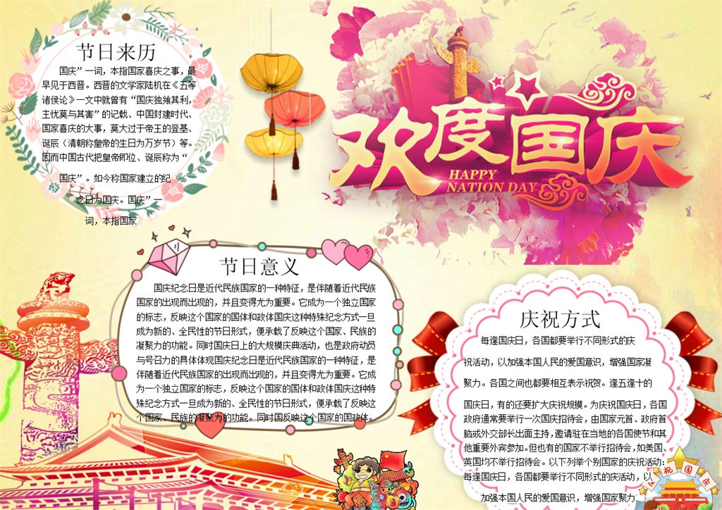 国庆节过节介绍手抄报Word模板-办公资源网