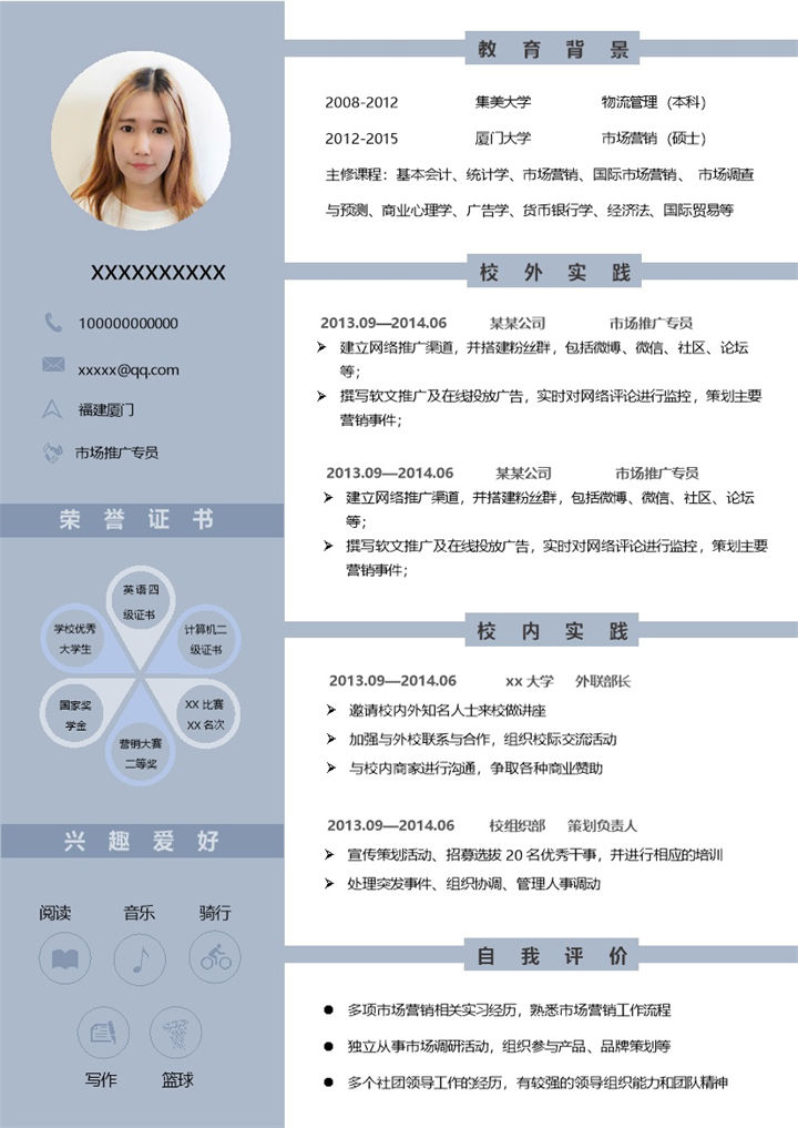 创意大气商务市场专员求职简历Word模板-办公资源网