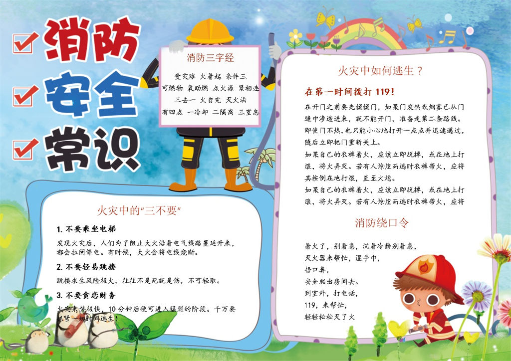 消防安全教育常识手抄报Word模板-办公资源网