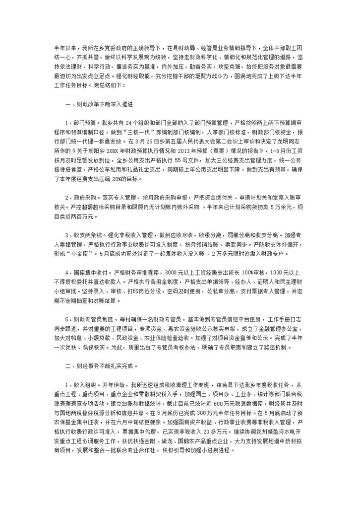 乡镇财经所年度工作总结及工作规划Word模板-办公资源网