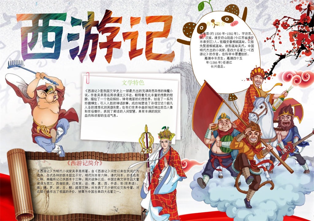 卡通西游记手抄报Word模板-办公资源网