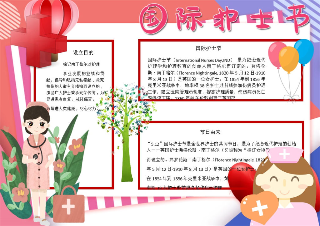 国际护士节节日宣传手抄报Word模板-办公资源网