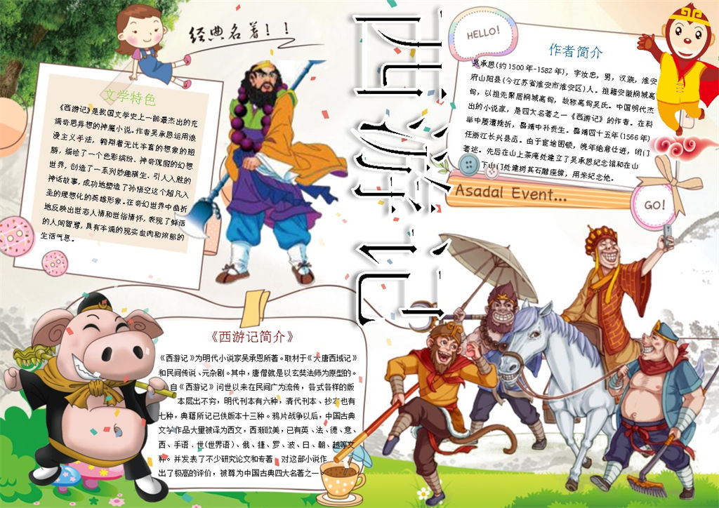 经典名著西游记手抄报Word模板-办公资源网