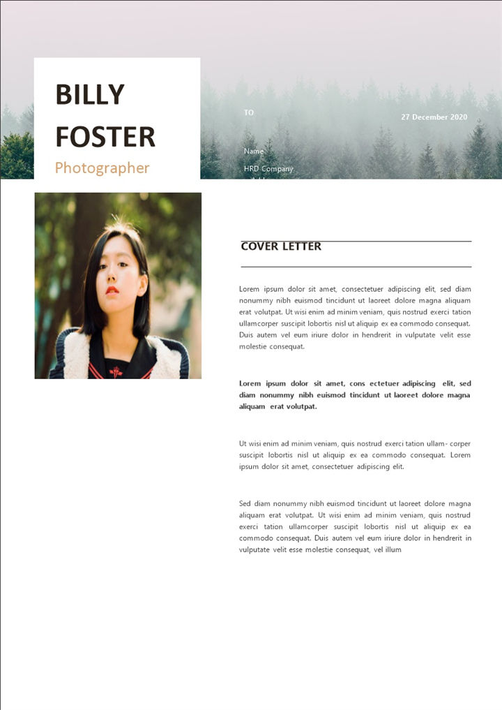 时尚风外企摄影师求职通用个人简历Word模板-办公资源网