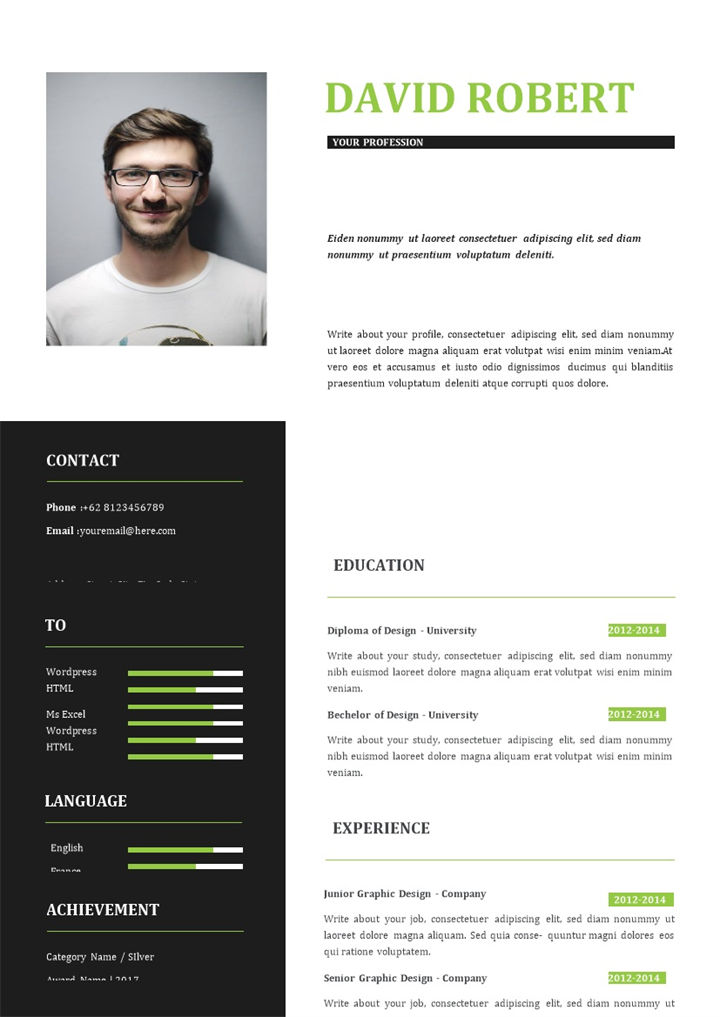 艺术总监平面设计师通用的求职简历个人简历Word模板-办公资源网