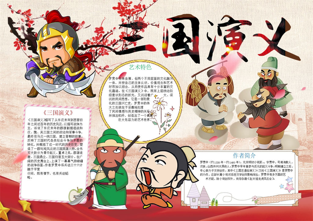 卡通三国演义手抄报Word模板-办公资源网