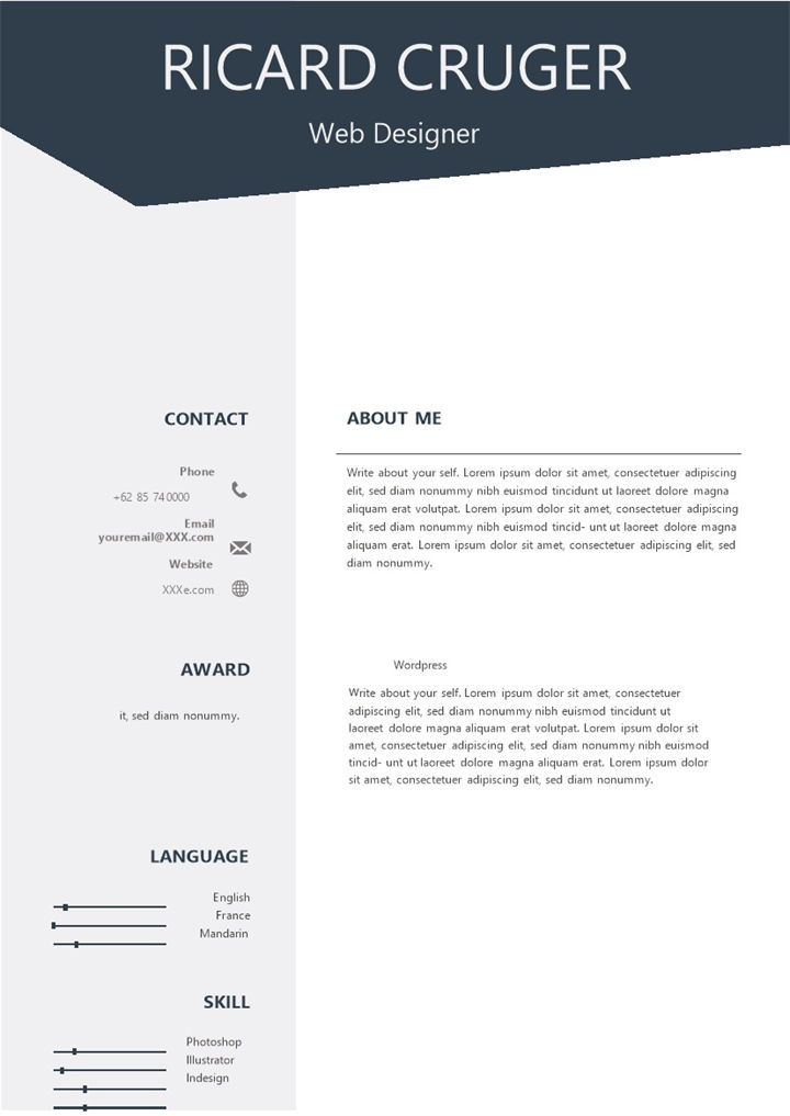 极简欧美风网页设计师求职简历Word模板-办公资源网