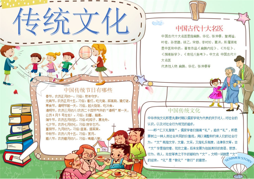 传统文化传统节日手抄报Word模板-办公资源网