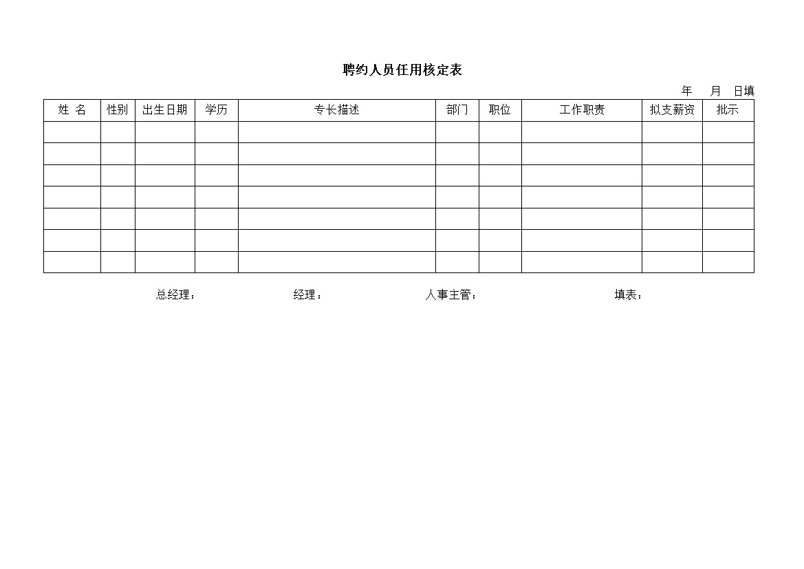 聘约人员任用核定表word模板 (2)-办公资源网