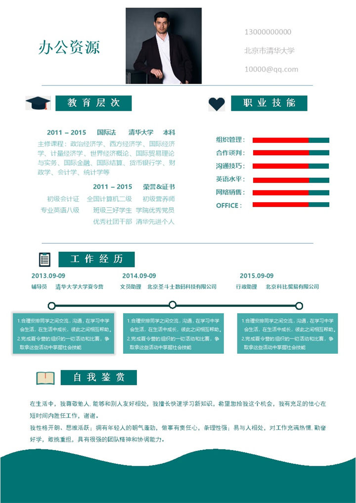 时尚创意风格绿色求职应聘简历Word模板-办公资源网