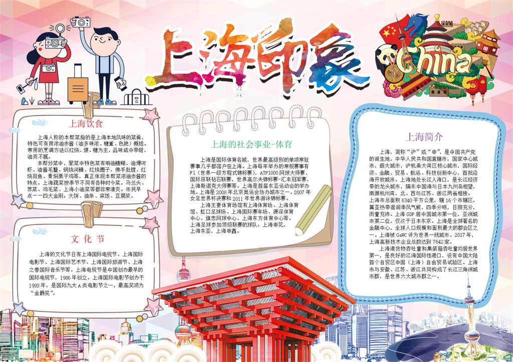 上海印象上海文化手抄报Word模板-办公资源网