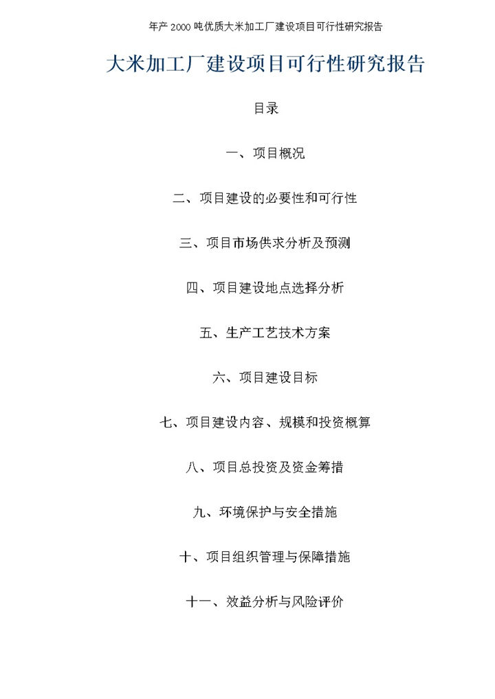 大米加工厂建设项目可行性研究报告Word模板-办公资源网