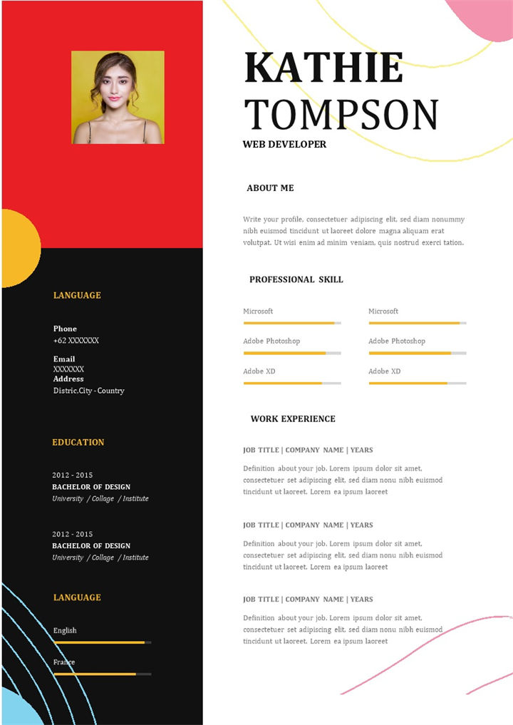 大气商务风格个人应聘求职英文简历Word模板-办公资源网