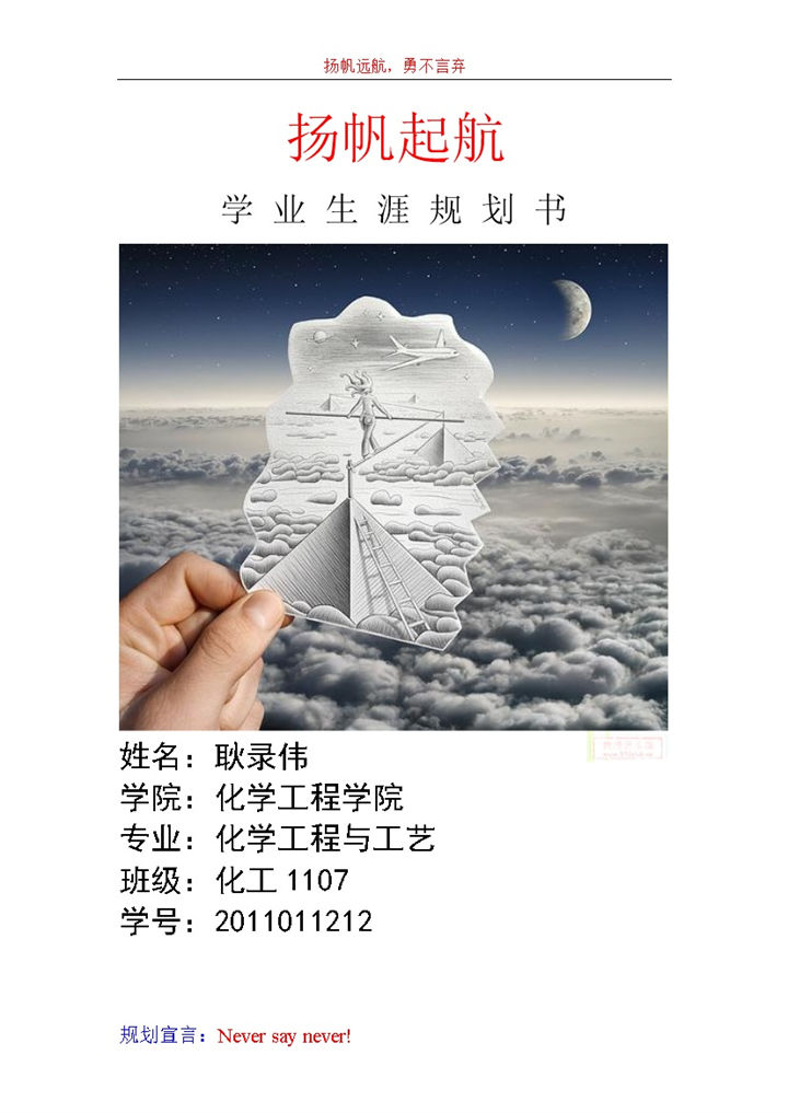 白色简约风格化工学院学生学业生涯规划书范本Word模板-办公资源网