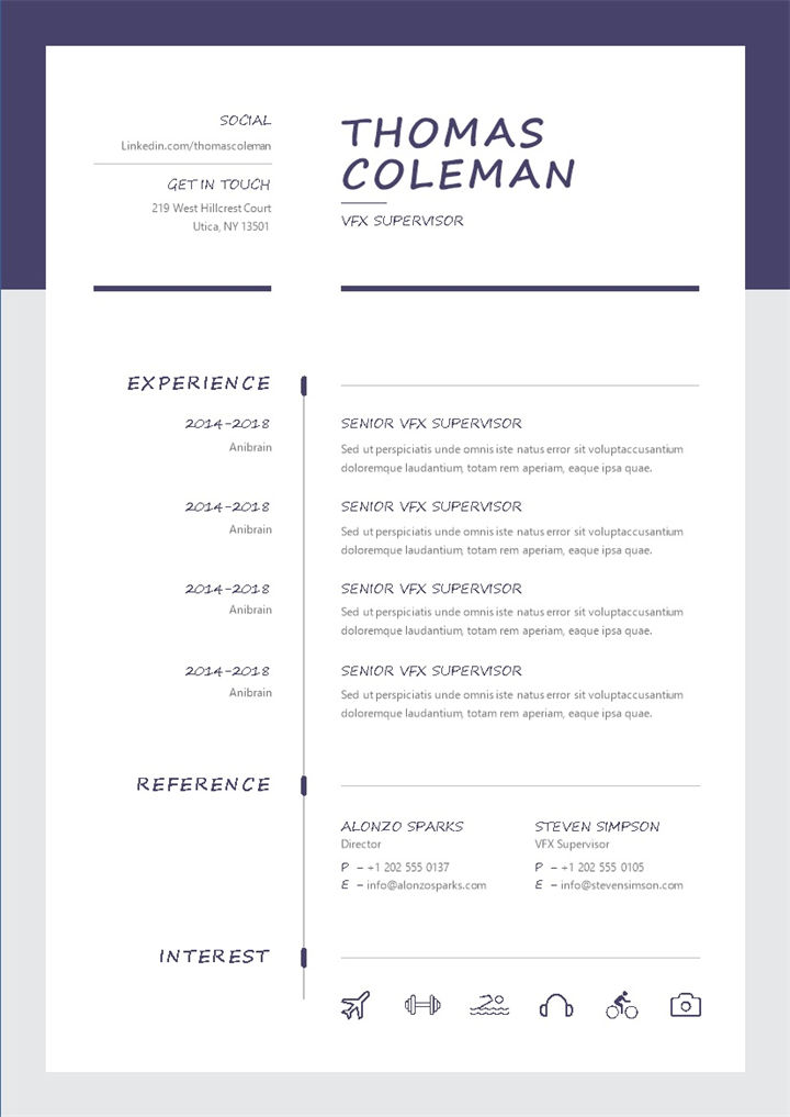 企业特效总监特效主管通用个人简历求职简历Word模板-办公资源网