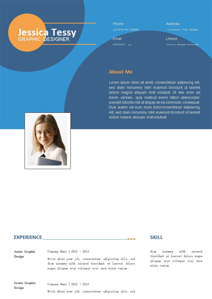 精美英文版平面设计师岗位个人求职简历Word模板-办公资源网