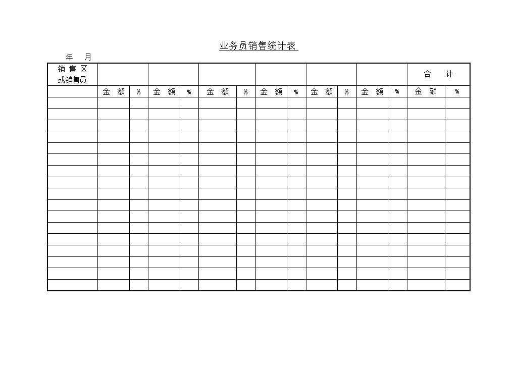 业务员销售统计表word模板-办公资源网