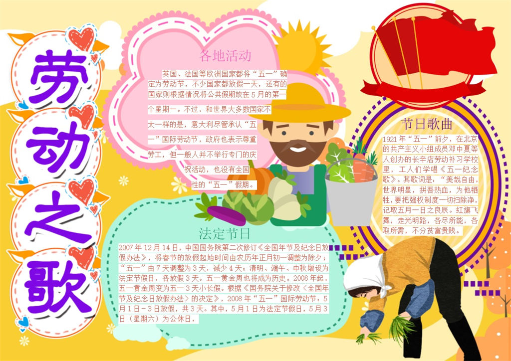五一劳动之歌宣传手抄报Word模板-办公资源网