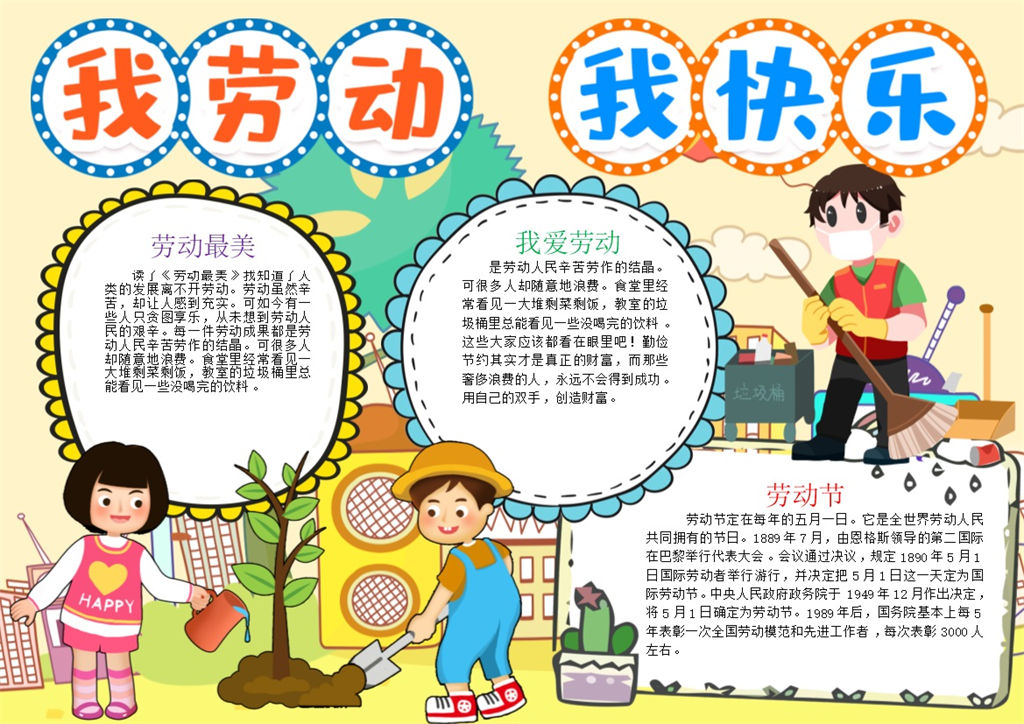 我劳动我快乐五一宣传手抄报Word模板-办公资源网