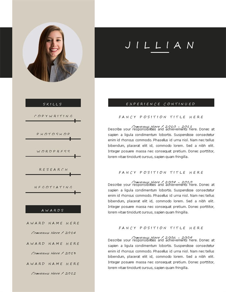 简洁通用销售营销助理相关岗位个人英文简历Word模板-办公资源网