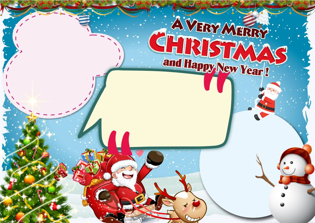 蓝色大气卡通圣诞节小报word手抄报模板-办公资源网