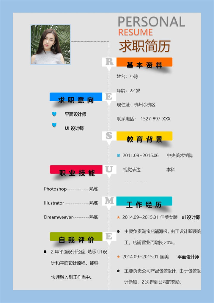 个性创意风UI设计师个人求职简历Word模板-办公资源网