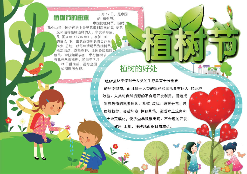 植树节由来植树节好处手抄报Word模板 (2)-办公资源网