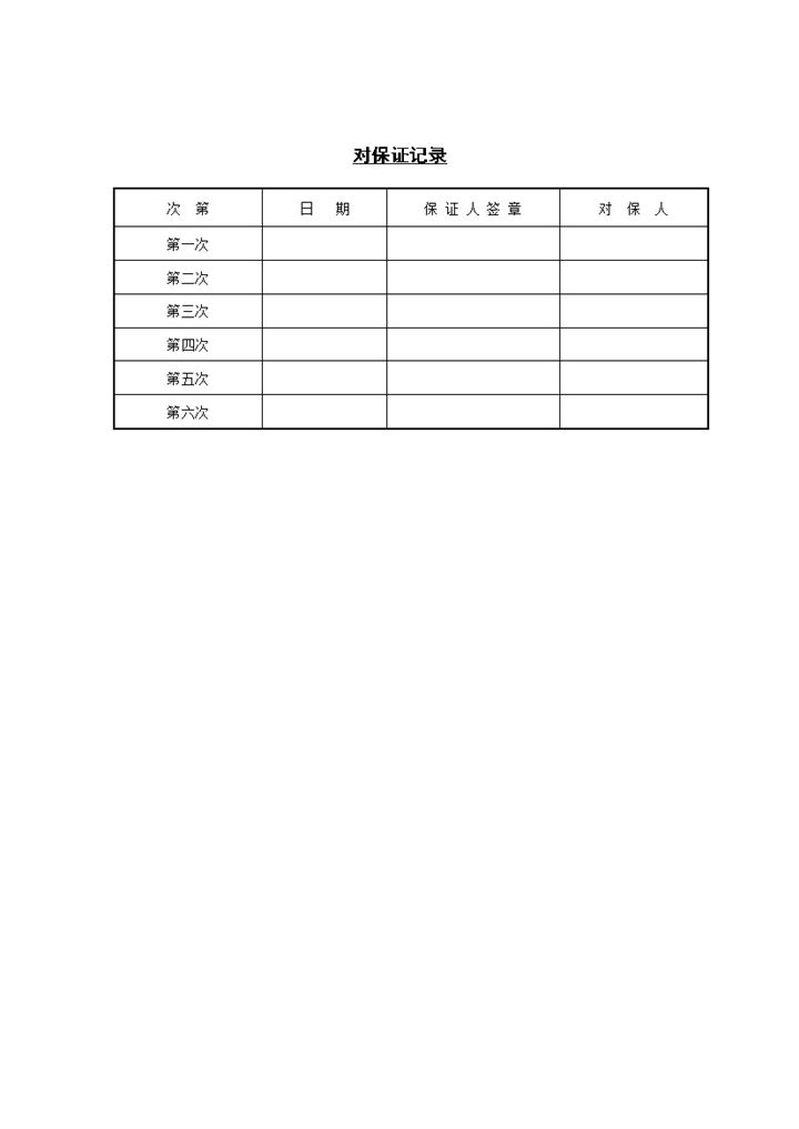 当事人对保证记录表格Word模板-办公资源网