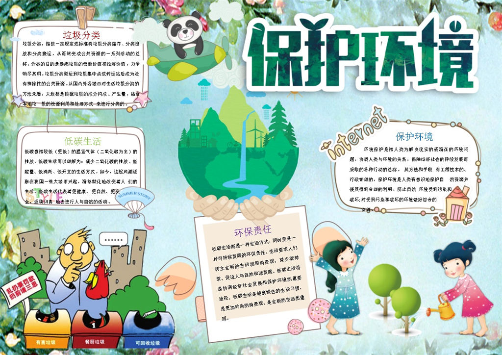 垃圾分类保护环境Word手抄报模板-办公资源网