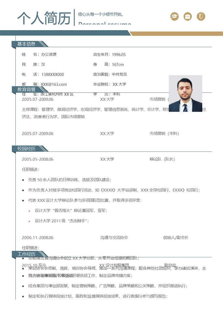 市场营销专业相关工作岗位个人求职简历Word模板 (2)-办公资源网