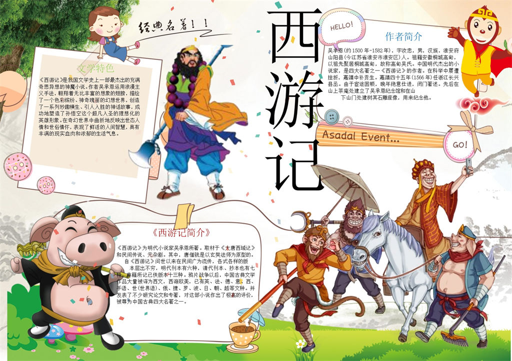 经典名著西游记手抄报Word模板-办公资源网