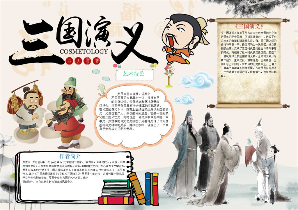 古风三国演义手抄报Word模板-办公资源网