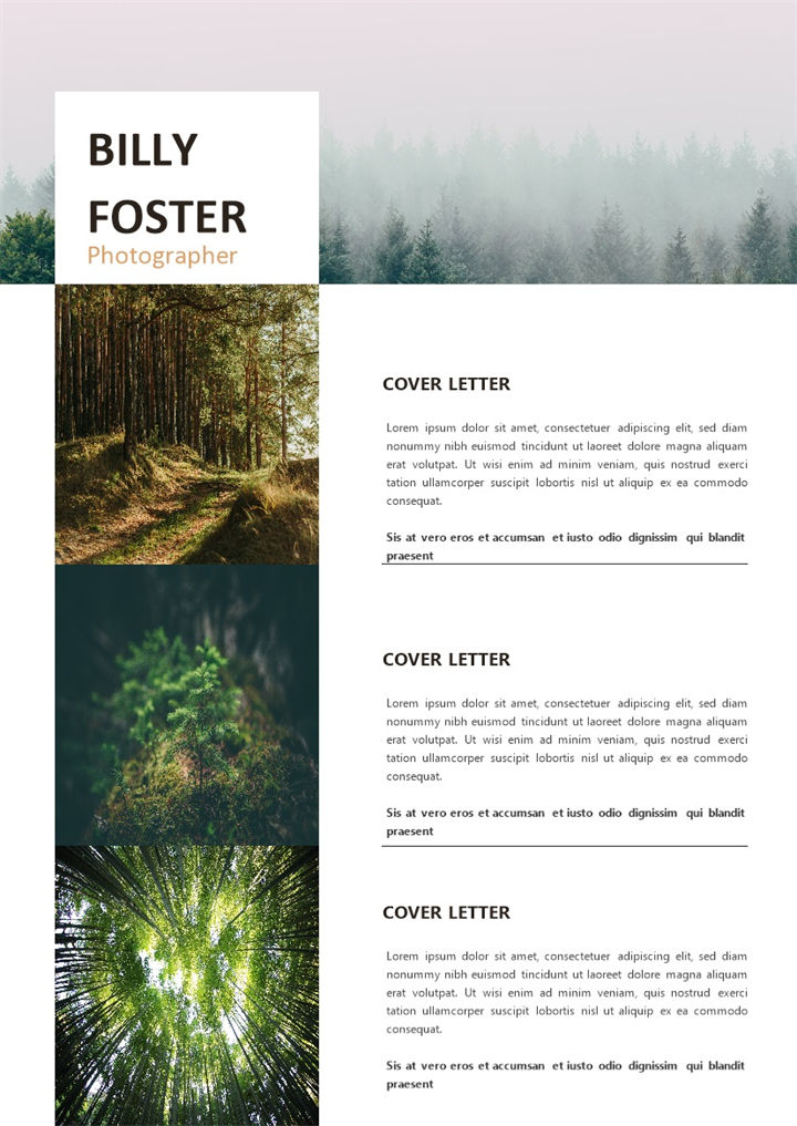 创意时尚外企摄影师求职通用英文简历Word模板-办公资源网