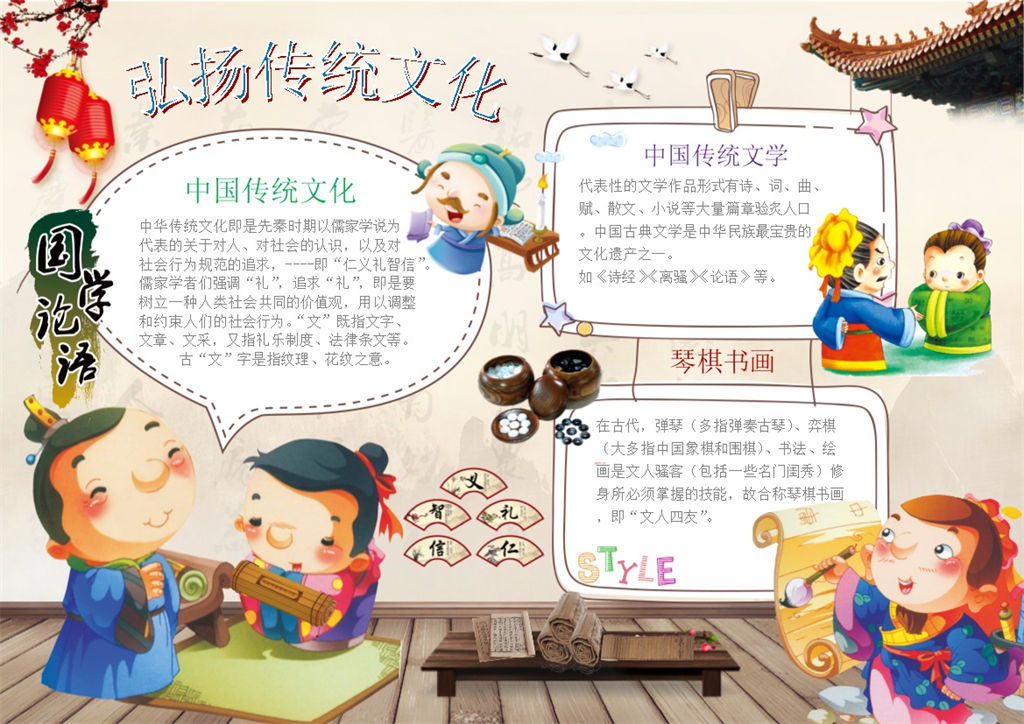 弘扬传统文化手抄报Word模板-办公资源网