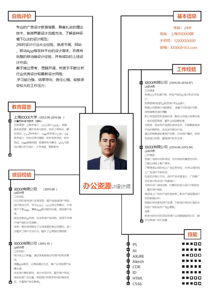 创意时尚UI设计师相关岗位个人求职简历Word模板-办公资源网