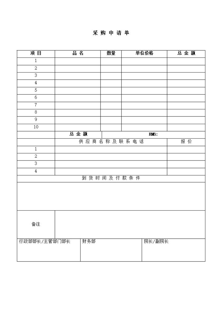 公司项目采购数量金额统计详情表word模板-办公资源网