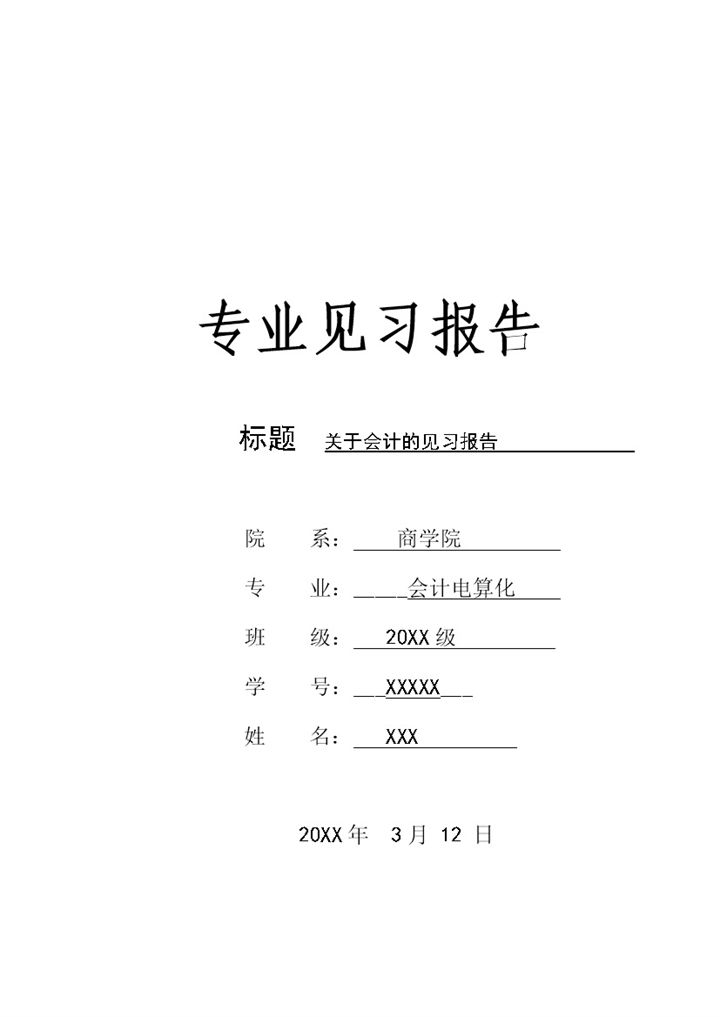 简洁通用会计岗位见习报告会计专业实习报告Word模板-办公资源网