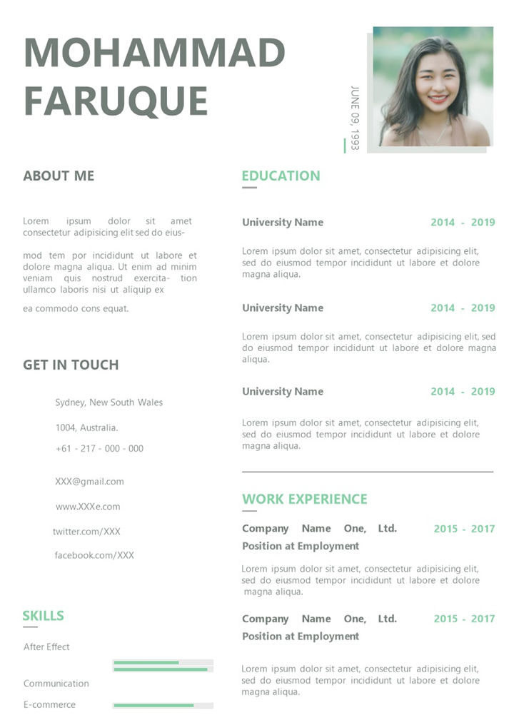 销售总监销售经理求职通用英文简历Word模板-办公资源网