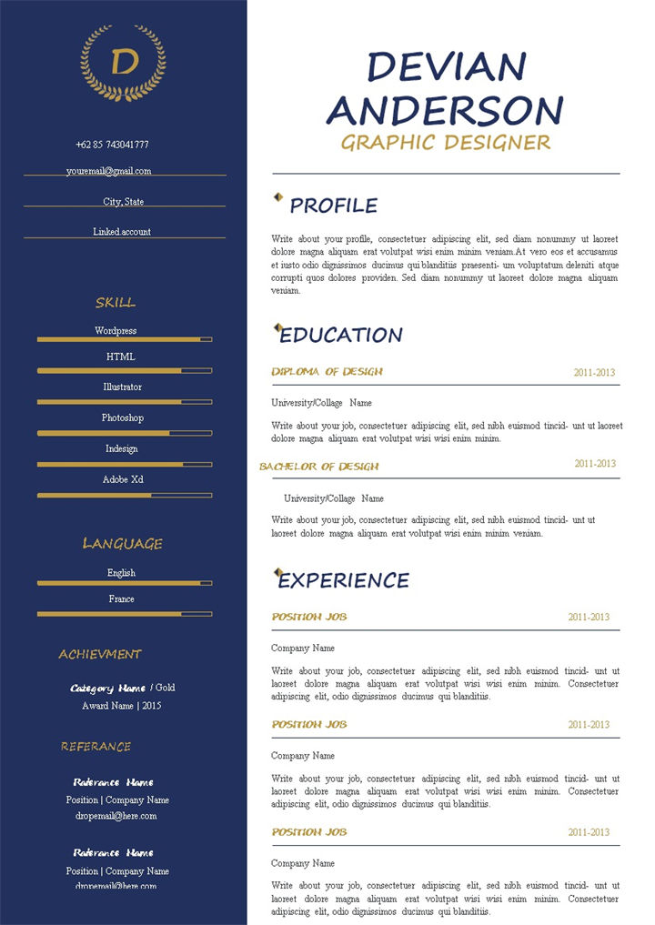 美术设计员平面设计师通用个人简历求职简历Word模板-办公资源网