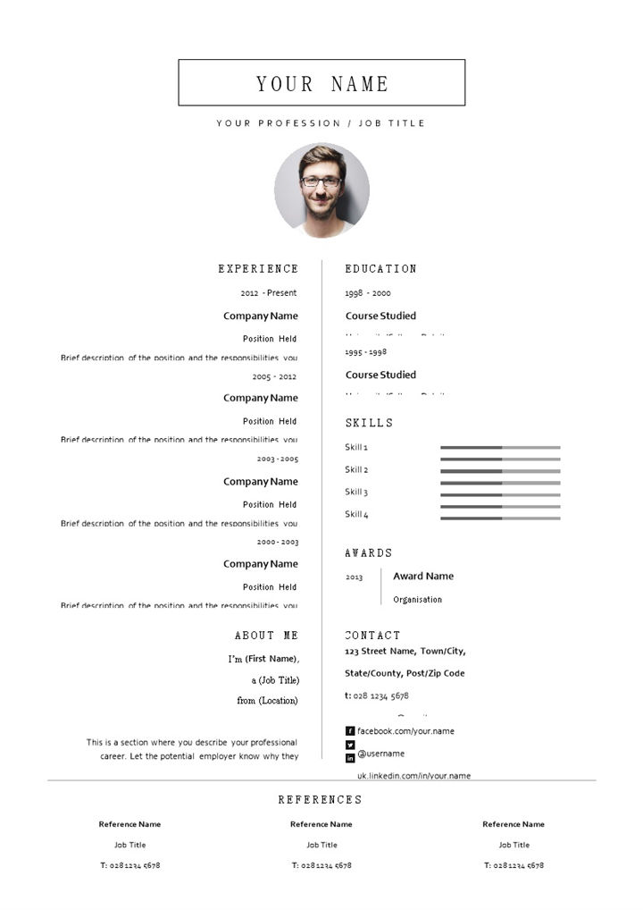 白色极简风外企求职通用个人简历英文简历自荐信Word模板-办公资源网