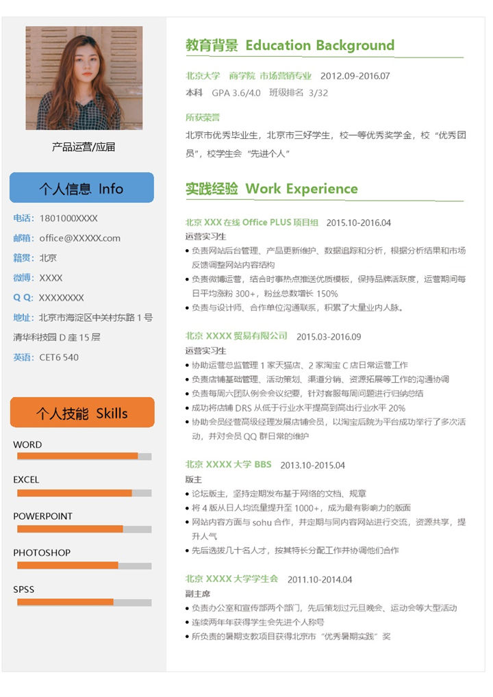 多彩创意风格互联网产品运营推广个人简历Word模板-办公资源网