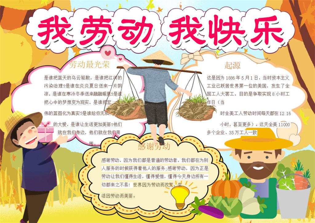 劳动快乐收获欢快手抄报Word模板-办公资源网