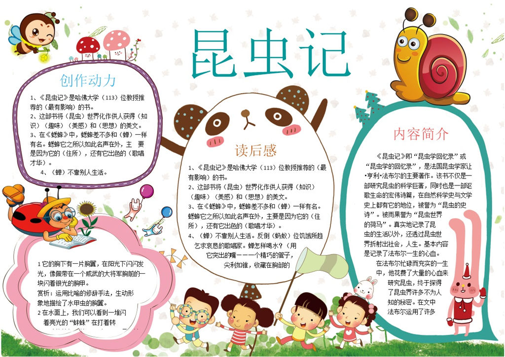 昆虫记读书小报手抄报Word模板-办公资源网